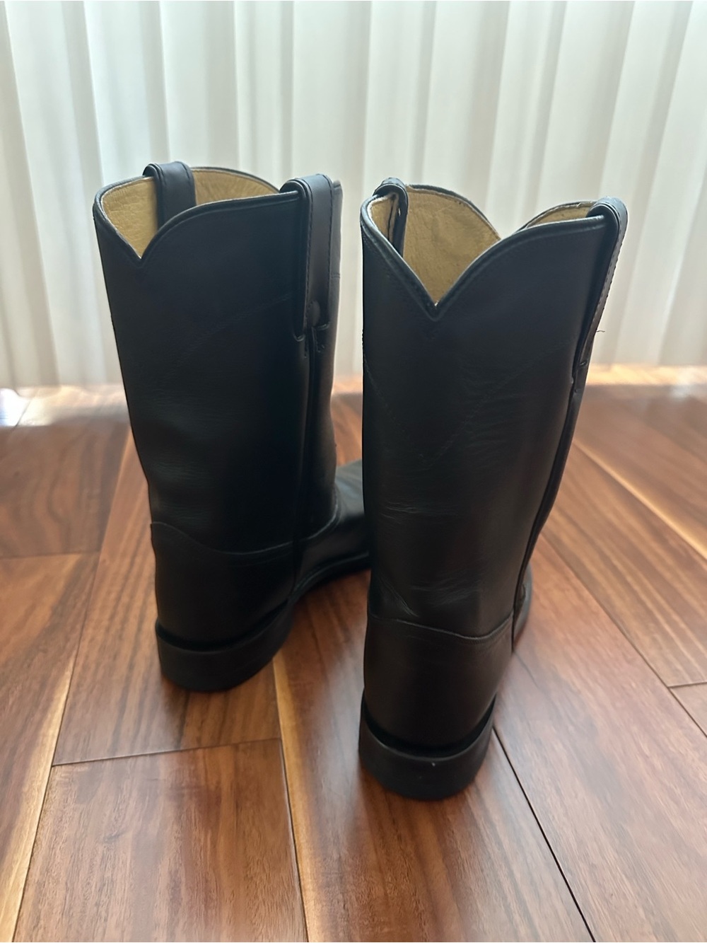 JUSTIN LADIES CLASSIC ROPER BOOT BLACK KIPSKIN 10” SIZE 9.5B - Picture 3 of 9